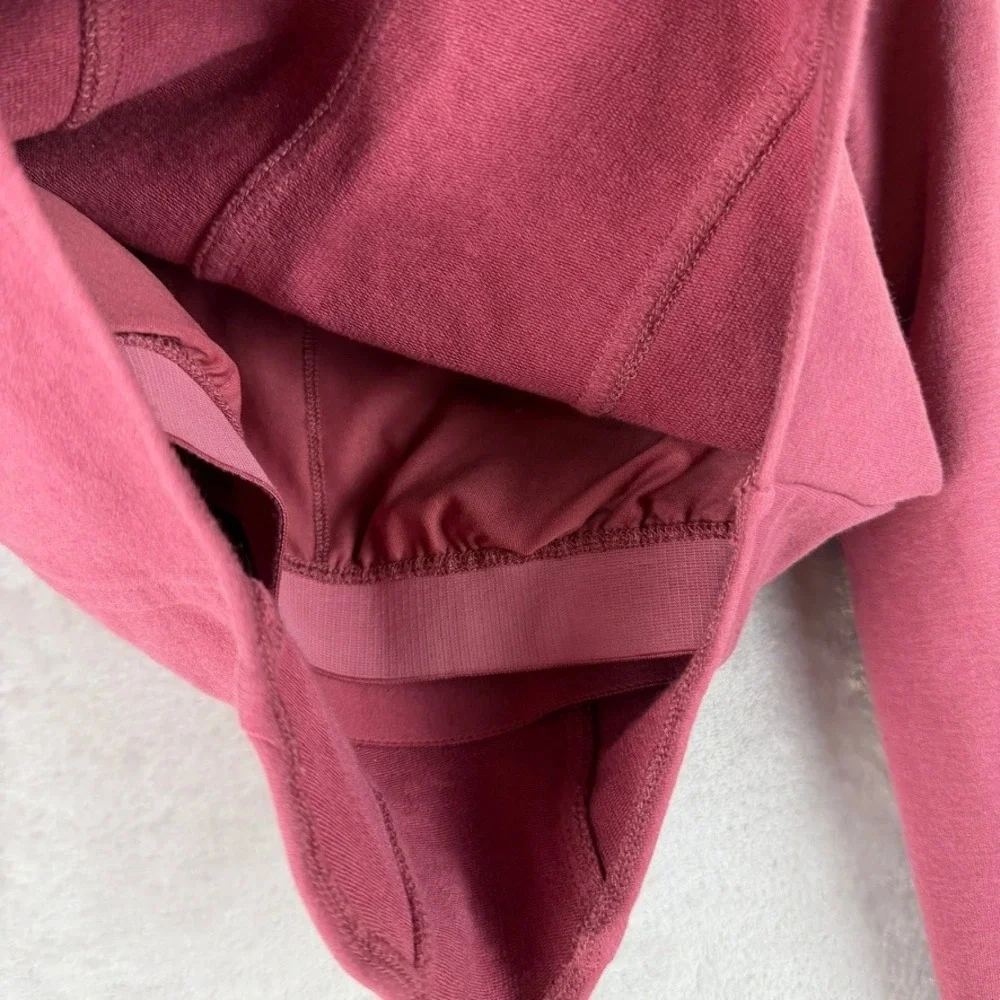Alo Yoga Womens Corset‎ Long Sleeve Crop Top Pink Square Neck Shelf Bra Small